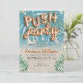 Push Party Trendy Moderne Babydusche Einladung (Stehend Vorderseite)