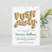 Push Party Trendy Moderne Babydusche Einladung (Stehend Vorderseite)