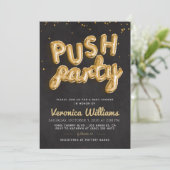 Push Party Trendy Moderne Babydusche Einladung (Stehend Vorderseite)