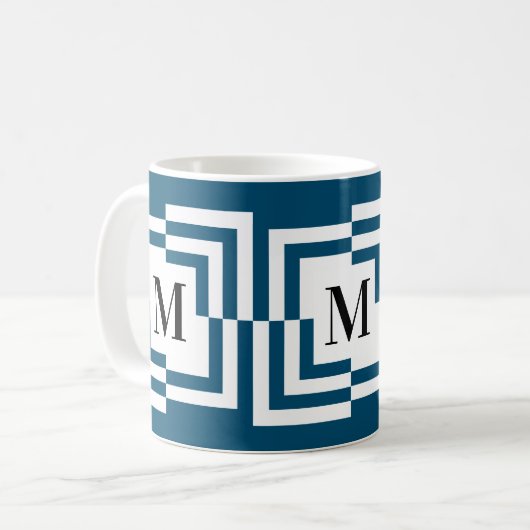Push Pull Modern Square Monogram Kaffeetasse (Vorderseite Links)