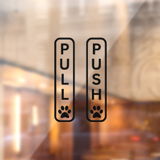 PUSH PULL Paw Print Window Decal Fensteraufkleber
