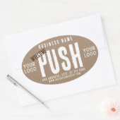 Push Welcome Rustic Charm Kraft Paper Business Ovaler Aufkleber (Umschlag)
