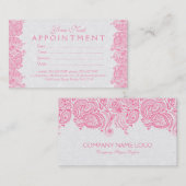 Push White & Pink Paisley Lace Terminkarte (Vorne/Hinten)