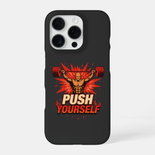 Push Yourself | Motivational Fitness and Gym iPhone Hülle (Rückseite)