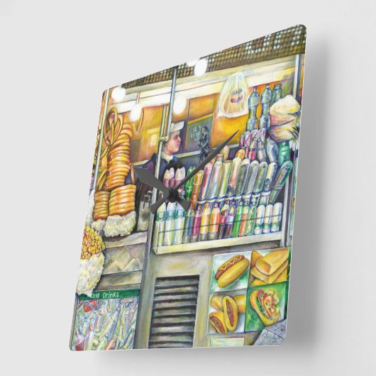 Pushcart Paradise Quadratische Wanduhr (Winkel)