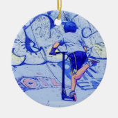 Pushin' It - Stunt Scooter Rider Keramik Ornament (Vorne)