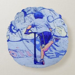 Pushin' It - Stunt Scooter Rider Rundes Kissen