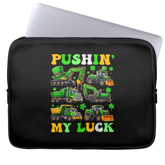 Pushing My Luck Construction Trucks St Patrick's D Laptopschutzhülle (Vorderseite)