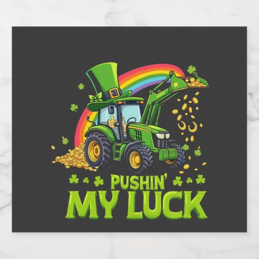 Pushing My Luck Funny Grabstätte St Patrick's Day Schaumweinetikett (Einzelnes Label)