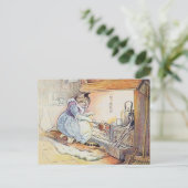 Pussy Cat Cooks by Fireplace Postkarte (Stehend Vorderseite)