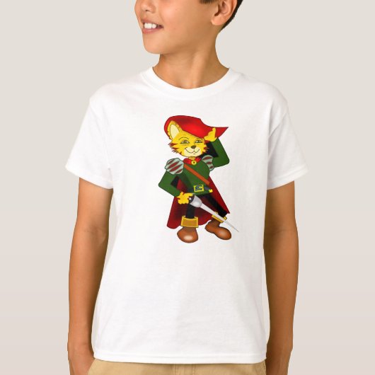 Pussy Cat in Armor und Boots Design gekleidet T-Shirt (Vorderseite)