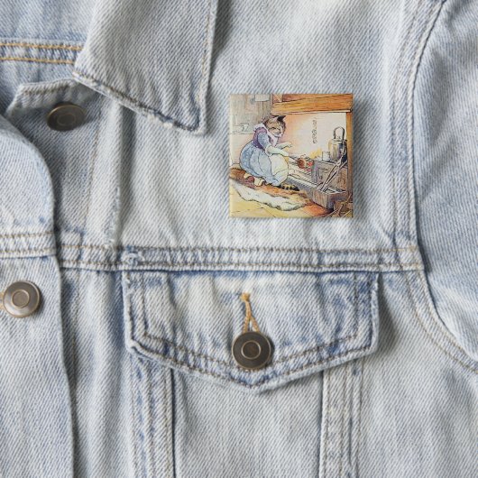 Pussy Cat Sits By Fire Button (Beispiel)