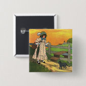 Pussy-cat Wo bist du gewesen? Mutter Goose Rhyme Button (Vorne & Hinten)