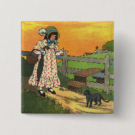 Pussy-cat Wo bist du gewesen? Mutter Goose Rhyme Button