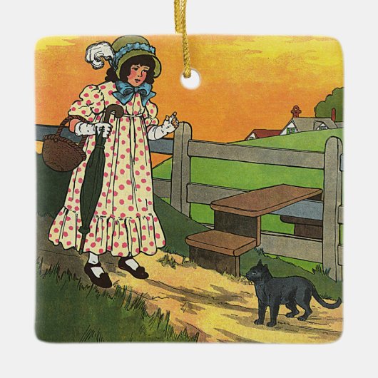 Pussy-cat Wo bist du gewesen? Mutter Goose Rhyme Keramikornament (Vorderseite)