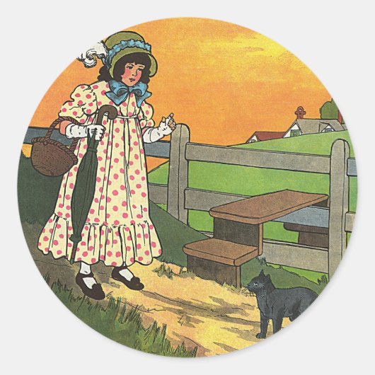 Pussy-cat Wo bist du gewesen? Mutter Goose Rhyme Runder Aufkleber (Vorderseite)