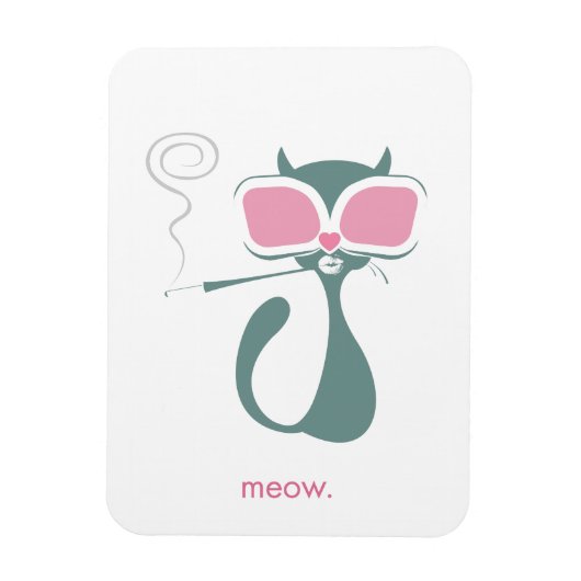 Pussy Golitly Meow White Magnet (Vertikal)