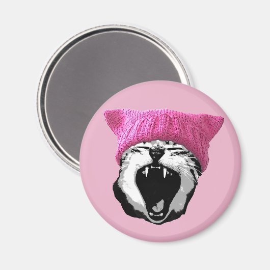 Pussy-hat Magnet - rund (Vorderseite/Rückseite)