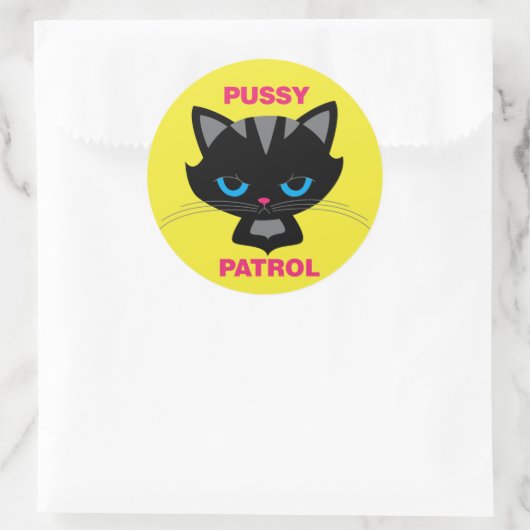 Pussy Patrol Runder Aufkleber (Tasche)