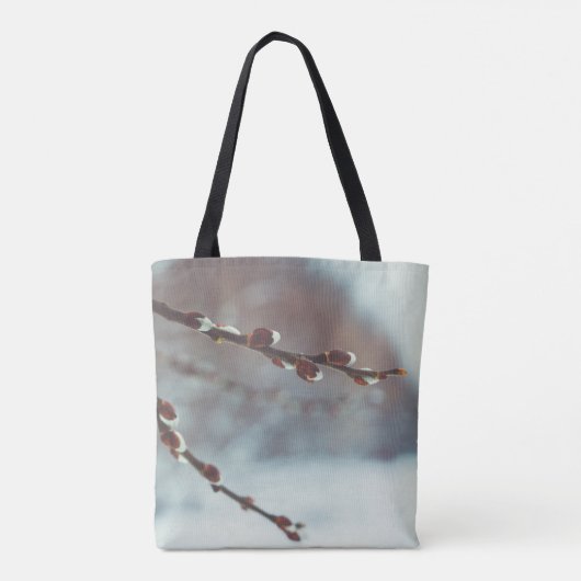 Pussy Weide Zweige mit Katkins im Späten Winter Tasche (Rückseite)