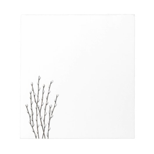Pussywillow Branches Botanical Art Notepad Notizblock (Vorderseite)