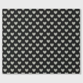 Pussywillow Gray Polka Herz auf schwarz Geschenkpapier (Flach)