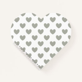 Pussywillow Gray Polka Herz auf Weiß Notizblock