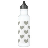 Pussywillow Gray Polka Herz auf Weiß Trinkflasche (Links)