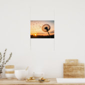 Pusteblume fliegt durch die Luft Poster (Küche)