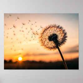 Pusteblume fliegt durch die Luft Poster