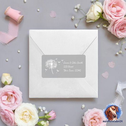 Pusteblume - grau | romantischer adressaufkleber