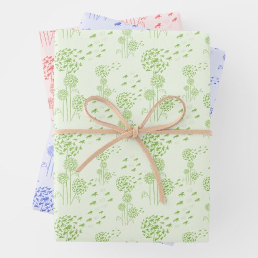 Pusteblume mit Tölter 3 Farben Geschenkpapier Set (Beispiel)