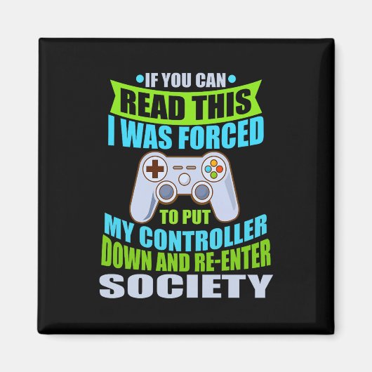 Put Controller Down Re-enter Society Funny Gamer P Magnet (Vorne)