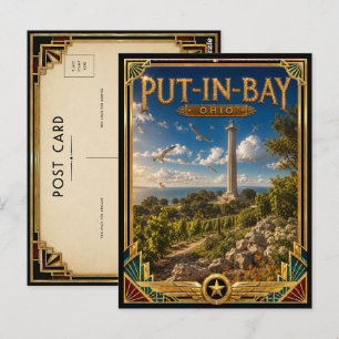 Put-in-Bay Ohio Vintage Art Deco Golden Age Postkarte
