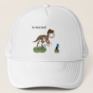 "Put me in Coach" Dinosaur Basketball Trucker Hat Truckerkappe