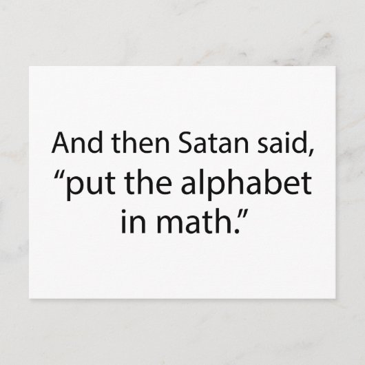 Put The Alphabet In Math Postkarte (Vorderseite)