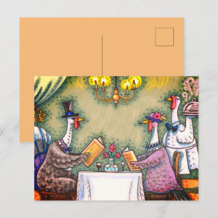 PUTEN FEIN DINING, THANKSGIVING-VOGEL HUMOR FEIERTAGSPOSTKARTE