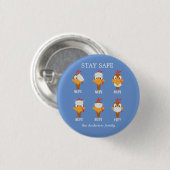 Putenschutzmaske-Pandemie-Monogramm bleibe Button (Vorne & Hinten)