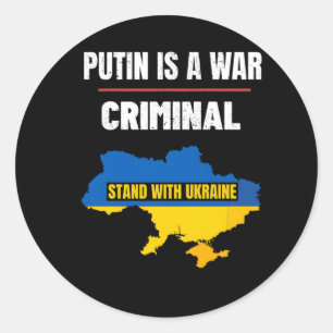 Putin ist ein Kriegsverbrecher mit Unterstützung d Runder Aufkleber