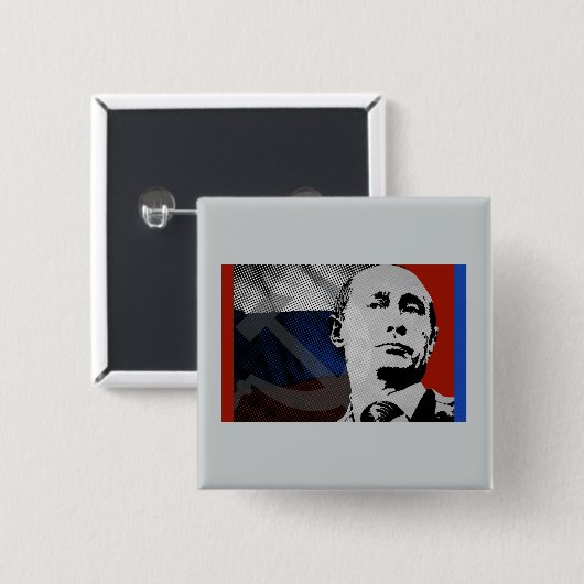 Putin mit russischer Flagge Button (Vorne & Hinten)