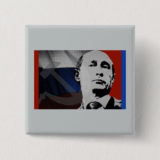 Putin mit russischer Flagge Button (Vorderseite)