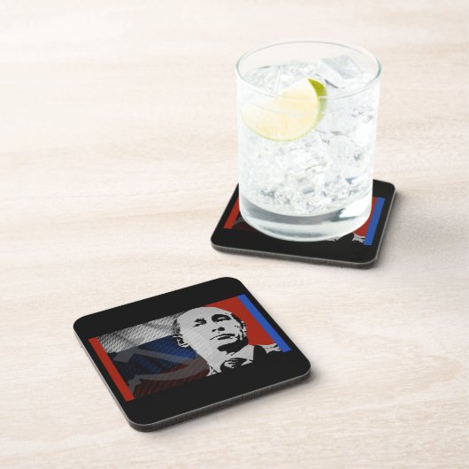 Putin mit russischer Flagge Getränkeuntersetzer (Rechte Seite)