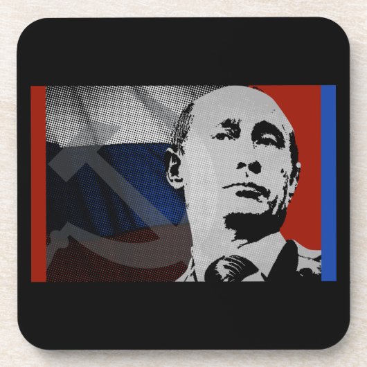 Putin mit russischer Flagge Getränkeuntersetzer (Vorderseite)