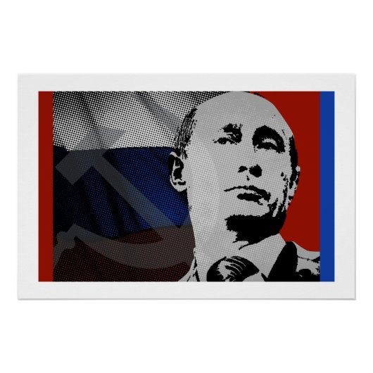 Putin mit russischer Flagge Poster (Vorderseite)
