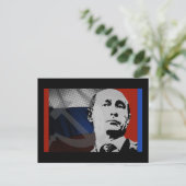 Putin mit russischer Flagge Postkarte (Stehend Vorderseite)