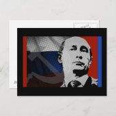 Putin mit russischer Flagge Postkarte (Vorne/Hinten)