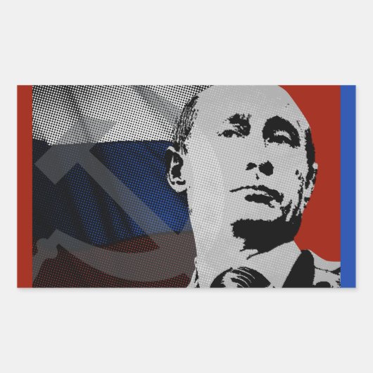 Putin mit russischer Flagge Rechteckiger Aufkleber (Vorderseite)