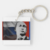 Putin mit russischer Flagge Schlüsselanhänger (Rückseite)