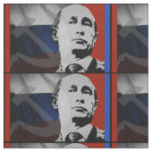Putin mit russischer Flagge Stoff (Nahaufnahme)