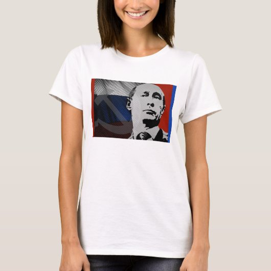 Putin mit russischer Flagge T-Shirt (Vorderseite)